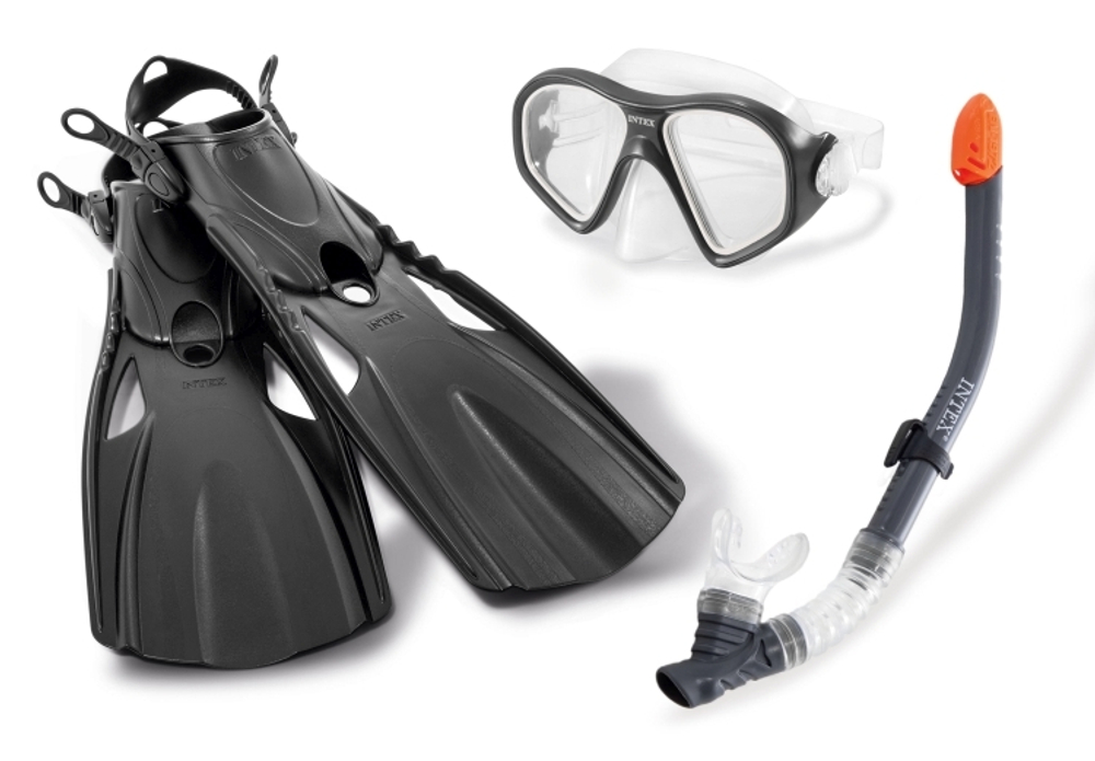 Набор для плавания 3 в 1 Intex 55657 Wave Rider, чёрный, маска, трубка и ласты