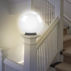 Садово-парковый светильник ЭРА НТУ 02-100-351 шар опаловый призма на опору / кронштейн IP44 Е27 max100Вт d350mm | Садово-парковые светильники