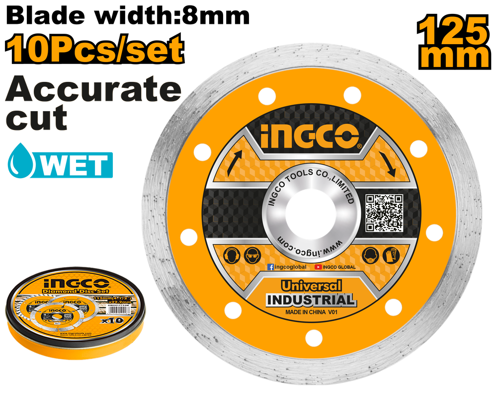 Диск алмазный сплошной INGCO DMD021252M 125х22,2 мм