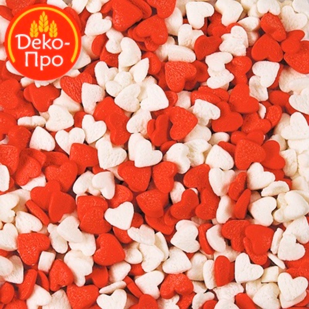 Посыпка ДЕКО-ПРО &quot;Сердечки красно-белые&quot;, 50 гр