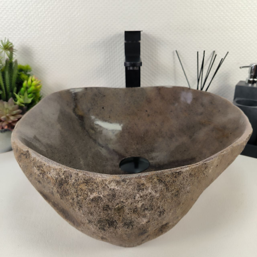 Каменная раковина из речного камня RS-04901 (44*44*15) 0861 из натурального камня