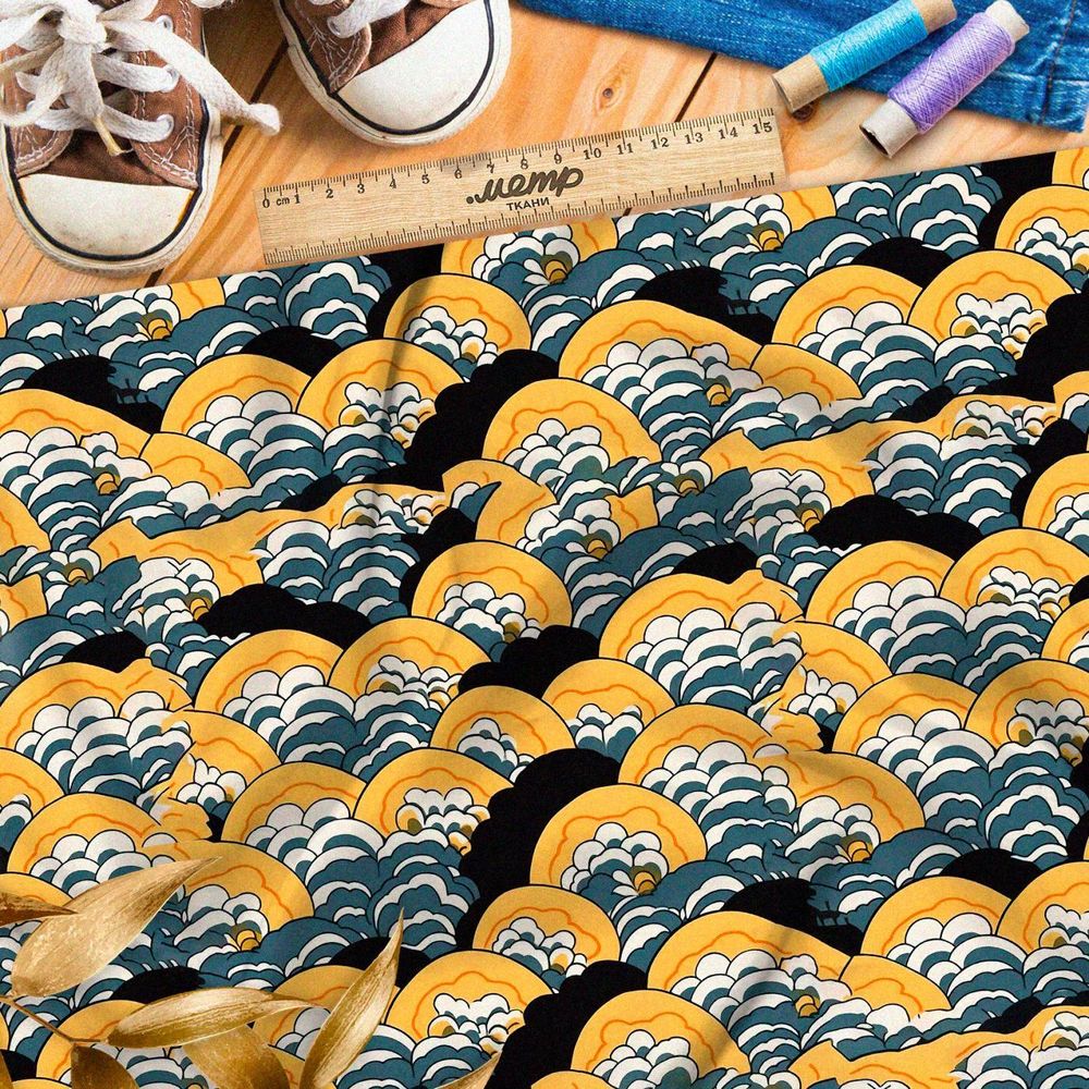 Ткань премиум флис призрачные облака