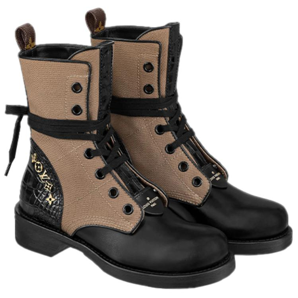 LOUIS VUITTON Lv Metropolis Flat Ranger Boots "Brown" Women"s