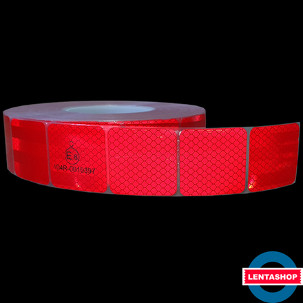 Красная сегментированная светоотражающая лента 104R для контурной маркировки 50 мм х 10 м