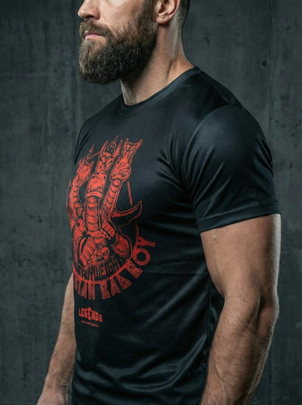 Футболка тренировочная мужская черная LEGENDA Горыныч красный