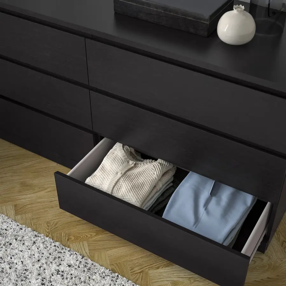 Комод с 6 ящиками - IKEA MALM, 160x78х48 см, черно-коричневый МАЛЬМ ИКЕА