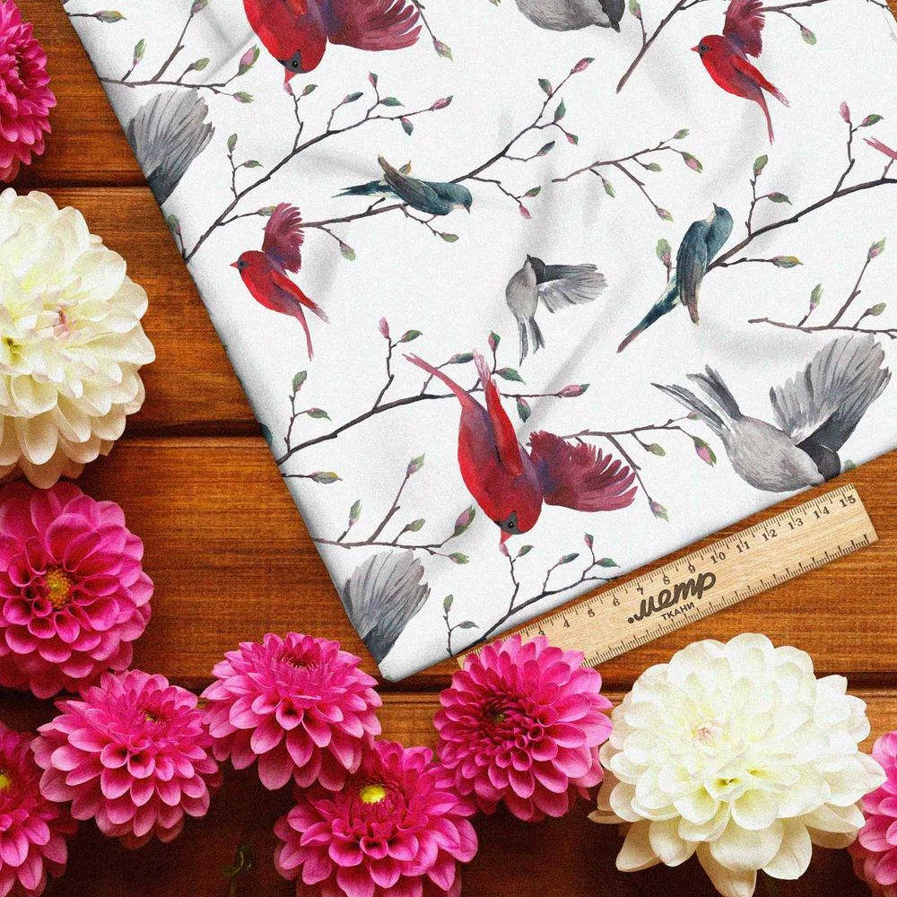 Ткань дюспо зимние птицы