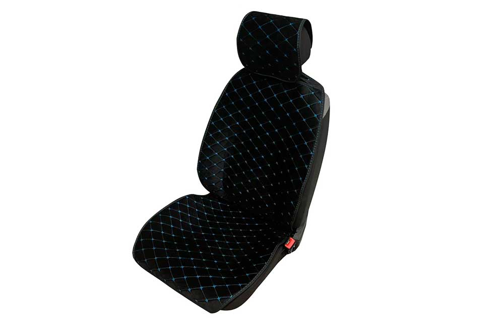 Накидки сидений перед Coolpart MAXIMAL (к-т2шт) - XV8-BLBLU - Велюр черный/ шов синий