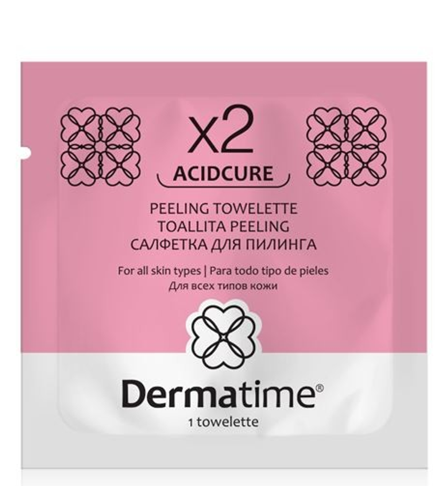 DERMATIME ACIDCURE X2 Peeling Towelette - Набор салфеток для пилинга, 5 шт.
