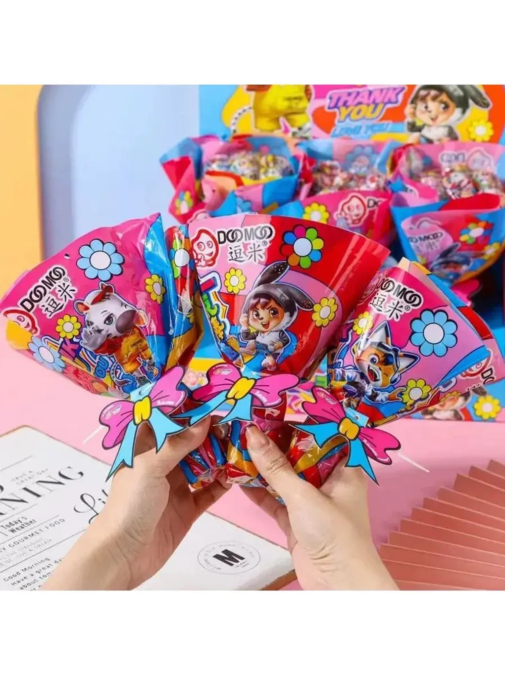 Букет из фруктовых леденцов на палочке 70 г * 3 шт