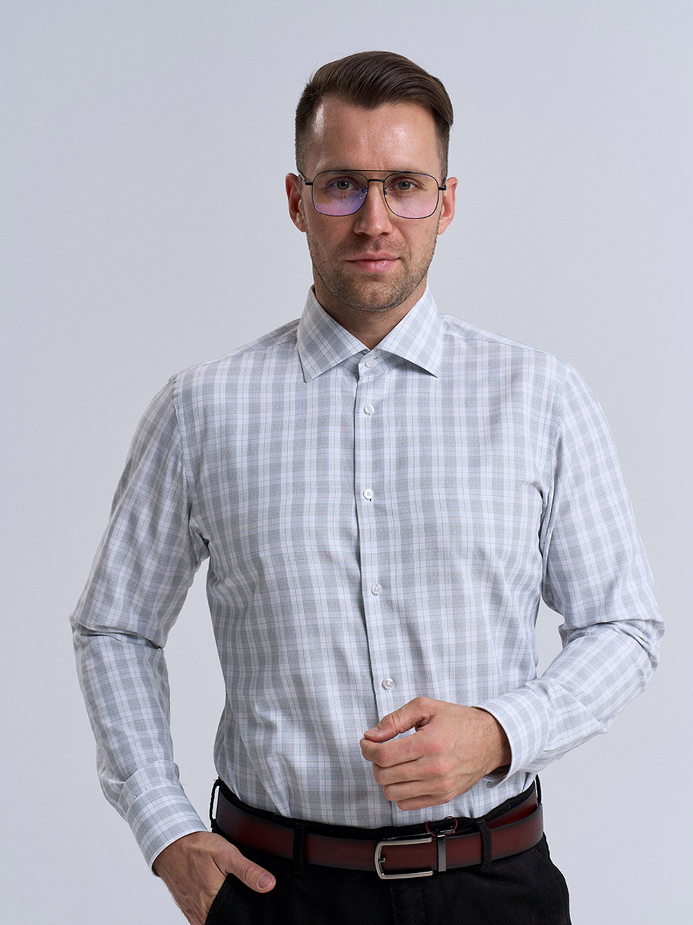 Сорочка мужская VESTER длинный рукав, клетка 51514 22