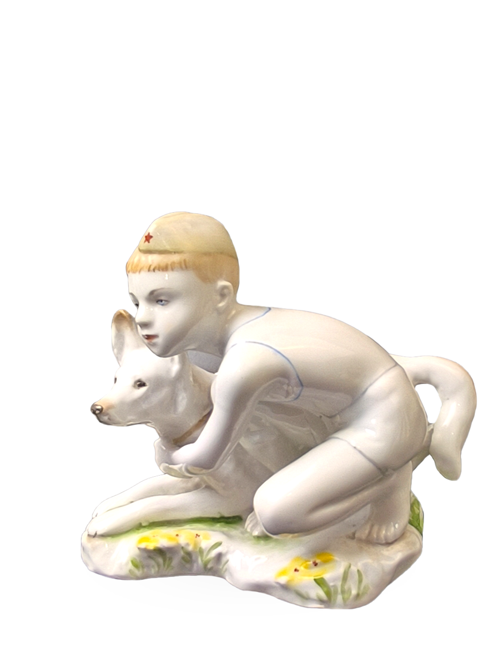 Фарфоровая статуэтка "Юный пограничник с собакой" ЛФЗ