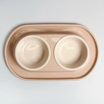 Миска для животных 0.3л двойная, на подставке, бежевый ALTA