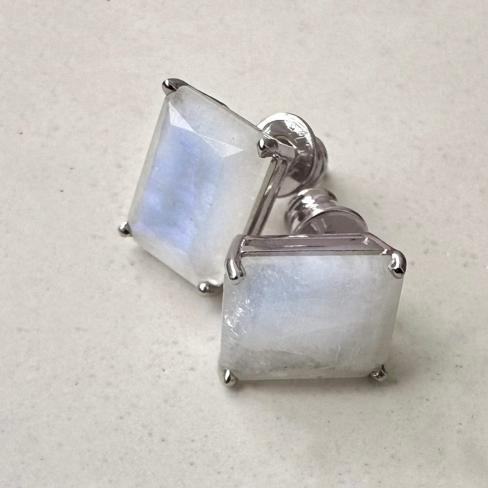 Серьги Сингапур с лунным камнем