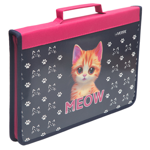 Папка для труда А4 молния вокруг/ручка конгрев твердая "Meow"