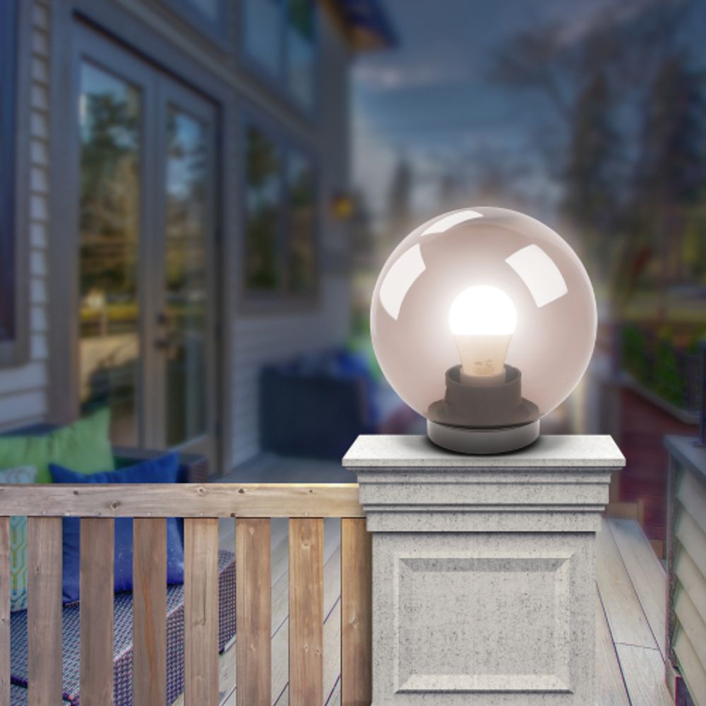 Садово-парковый светильник ЭРА НТУ 01-60-205 шар дымчатый на опору / кронштейн IP44 Е27 max60Вт d200mm | Садово-парковые светильники