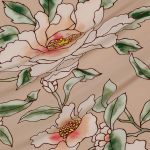 Шёлковый крепдешин с цветами на телесно-персиковом фоне