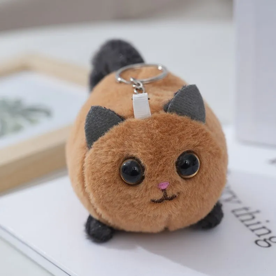 Мягкий брелок Cute Cat коричневый, 12см