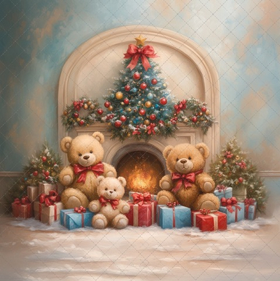 Мишки и Рождество №2 - фон неопреновый