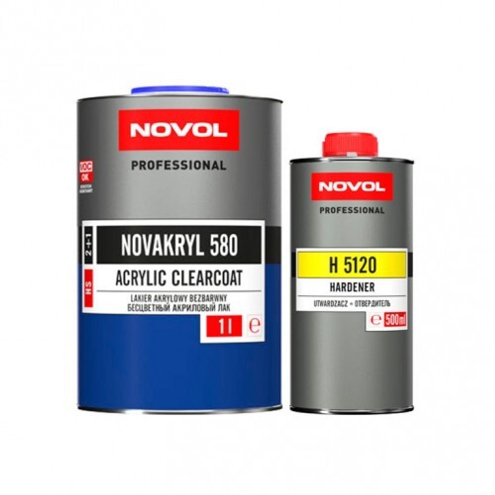 NOVOL Лак бесцветный NOVAKRYL 580 HS 2+1, 1.5 литра (комплект)