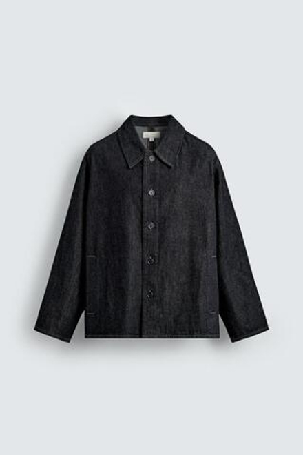 ZARA ДЖИНСОВАЯ КУРТКА-РУБАШКА RELAXED FIT, СИНИЙ