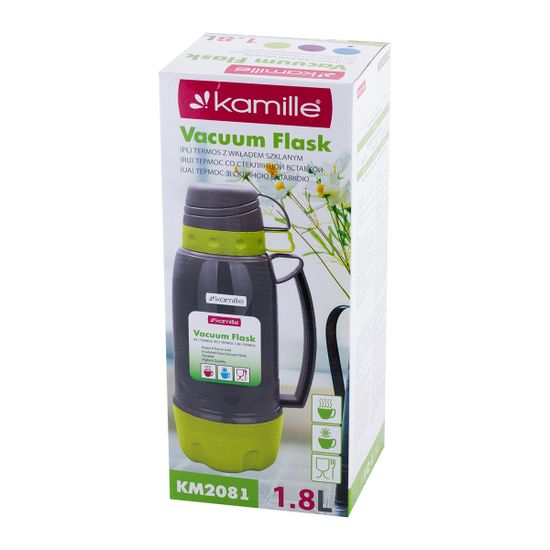 Термос 1,8 л. со стеклянной колбой Kamille KM 2081 пластиковый корпус
