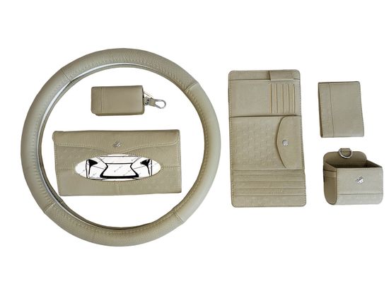 Подарочный набор автомобилисту "Бизнес+" (оплетка + 2 органайзера + ключница + бокс + визитница) из нат. кожи класса "Премиум"