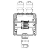 Взрывозащищенная клеммная коробка из алюминия TBE-A-12-(4xCBC.4-1xTEO.4)-2xANP22CMB(A)-1xANP22CMB(C)1Ex e IIC Т5 Gb / Ex tb IIIC T95°C Db IP66