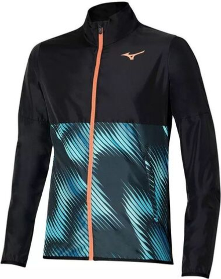Куртка теннисная Mizuno Printed Jacket - black/blue ashes