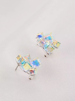 Серьги гроздья Мираж с кубиками-хамелеонами Swarovski