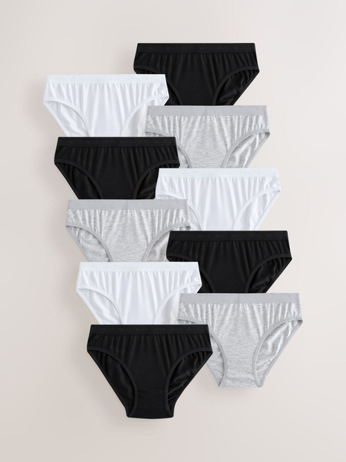 Трусы для девочки Next AB5-760, 10 шт., Белый, Черный, Серый