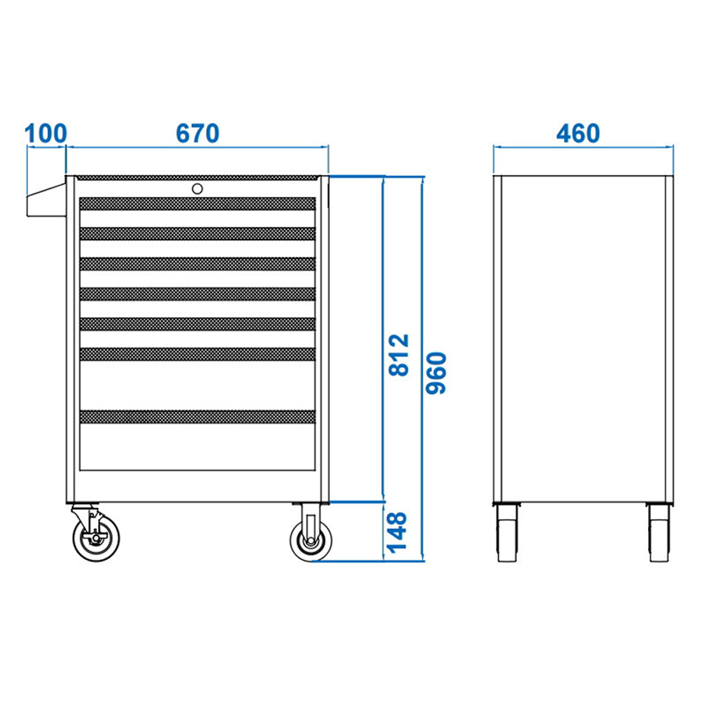 Тележка инструментальная, 5 ящиков и отсек, красная KING TONY 87432-5B
