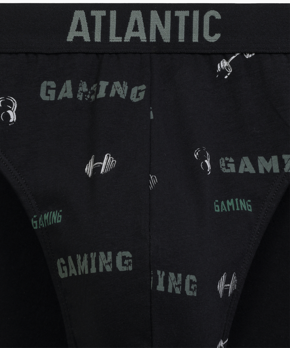 Мужские трусы слипы спорт Atlantic, набор 3 шт., хлопок, черные + черные + светлый хаки, 3MP-206