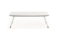 "Верона" журнальный стол из HPL 120х65, H40, каркас белый муар, цвет столешницы "молочный"