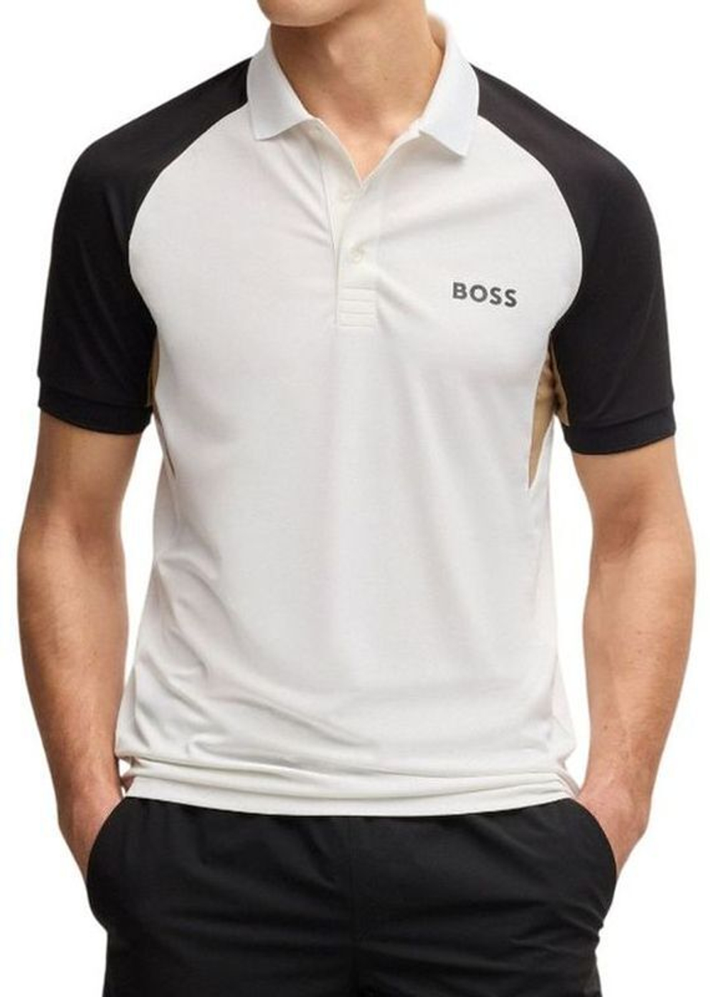 Мужское теннисное поло BOSS Active Paddy Colour Blocked - белый