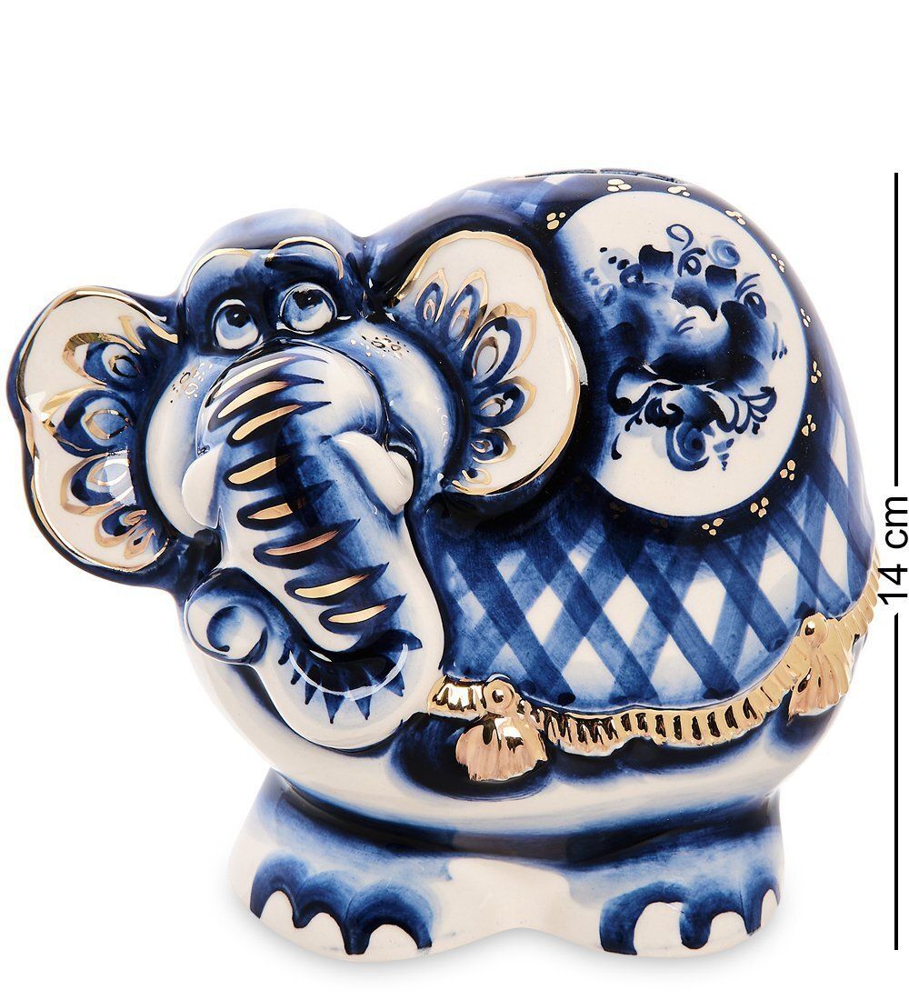 ГЛ- 675 Фигурка «Слон» Золото (Гжельский фарфор)