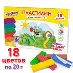 Пластилин классический ЮНЛАНДИЯ "ВЕСЁЛЫЙ ШМЕЛЬ", 18 цветов, 360 грамм, стек, ВЫСШЕЕ КАЧЕСТВО, 106432