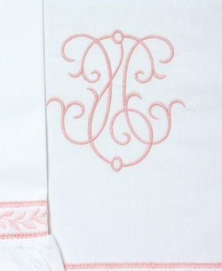 Бампер для детской кроватки 195х45 Bovi Вензель бело-розовый Португалия вышивка