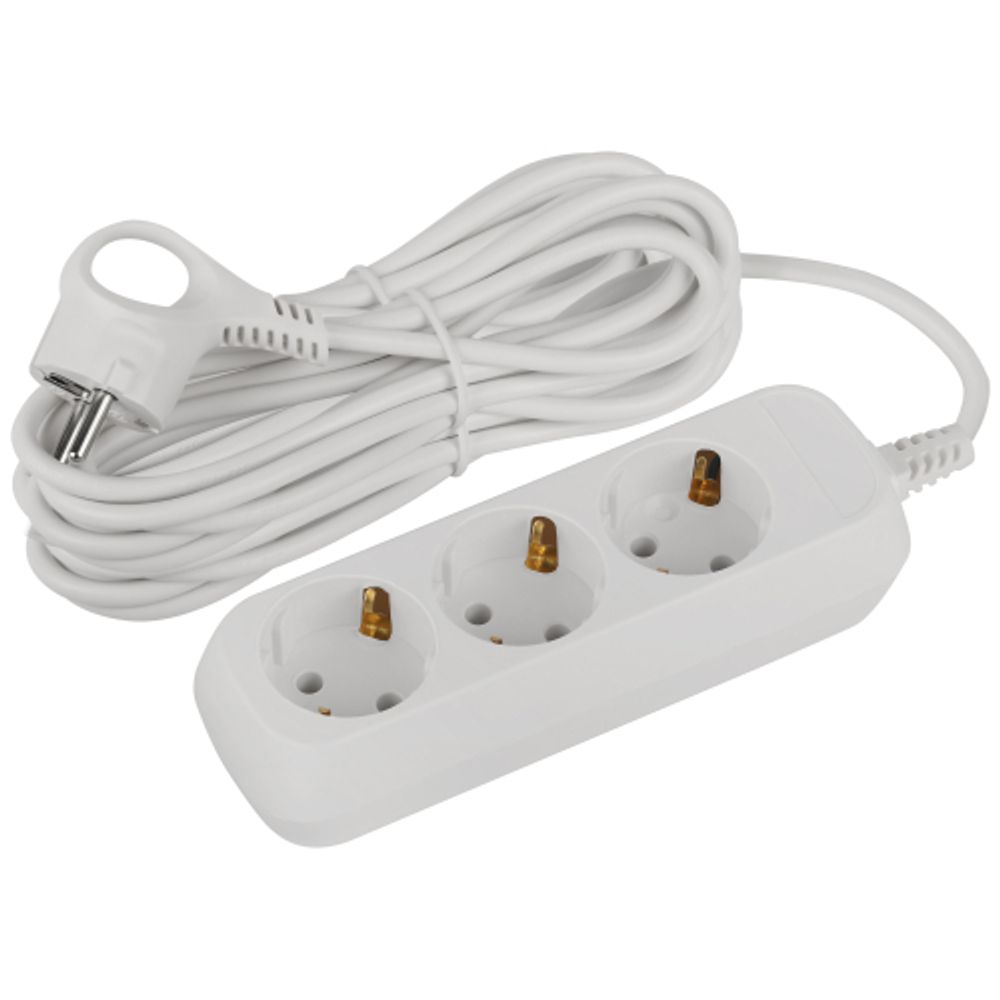 Удлинитель электрический ЭРА UDL-16-370-E Greenline 3 розетки с заземлением 7м ПВС 3x1мм2 | Бытовые удлинители