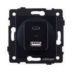 Розетка USB A+C 20W, черный Kollinger REA-037BK для Aspekt, Eleganz, Reflex
