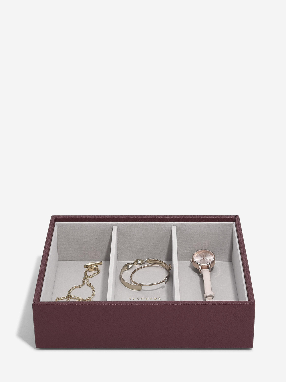Органайзер для украшений и часов Stackers Classic Jewellery Box, 4 секции - Burgundy (Burgundy / бордовый / Burgundy / 600 / 700 / Органайзер-косметичка с крышкой)
