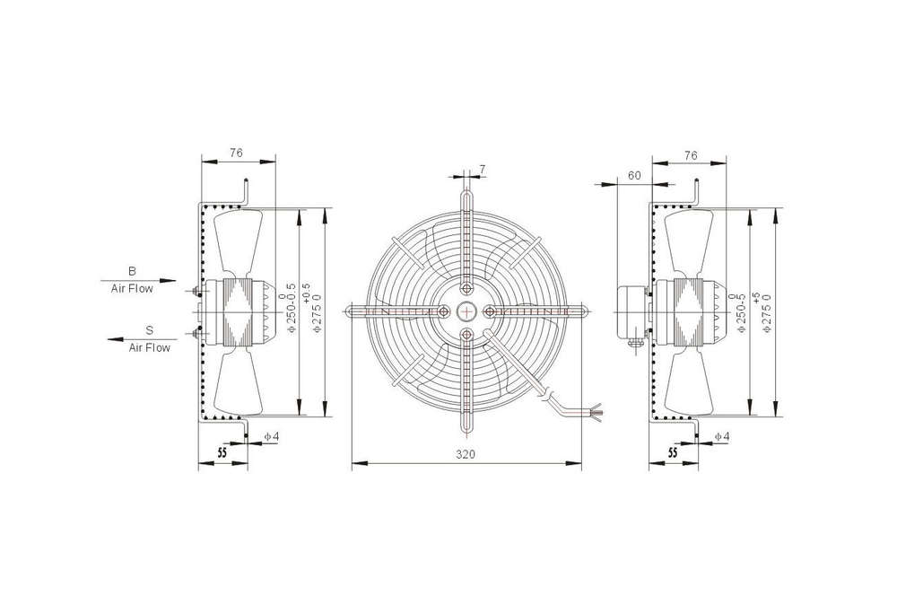 Вентилятор осевой YWF4E-250B (Нагнетание)