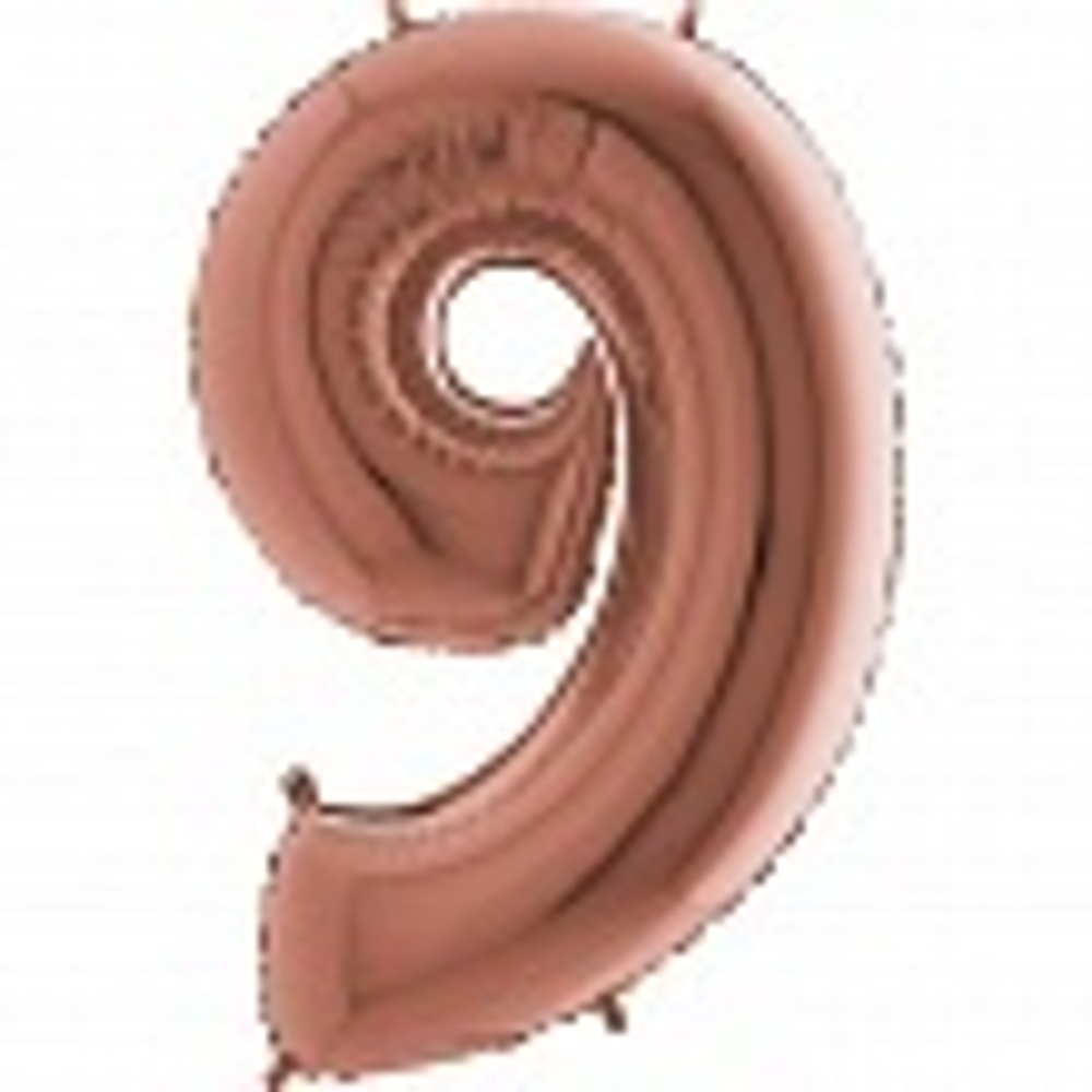 Шар (40""/102 см) Цифра, 9, Розовое Золото, 1 шт. д74