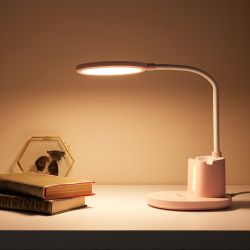 ULM-D150 15W-3000-6500K-DIM PINK Светильник настольный светодиодный с подставкой под телефон и канцелярские принадлежности. С ночной подсветкой. Сенсорный выключатель. Диммер. Розовый. TM Uniel