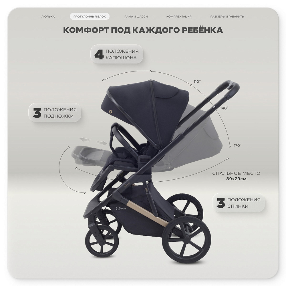 Детская коляска Rant Garda 3 в 1 с автокреслом Carry Pro Graphite Black
