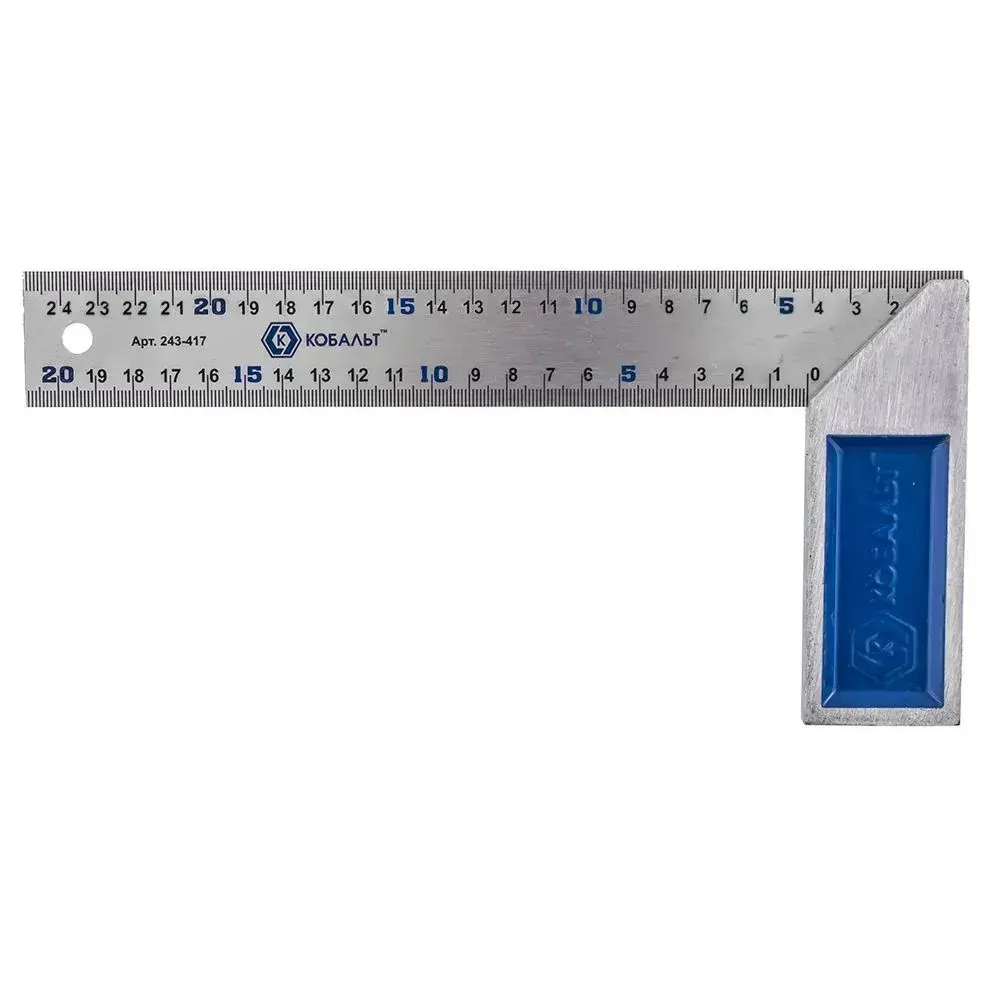 Угольник КОБАЛЬТ столярный 250 мм, нерж.сталь ,чугунное основание