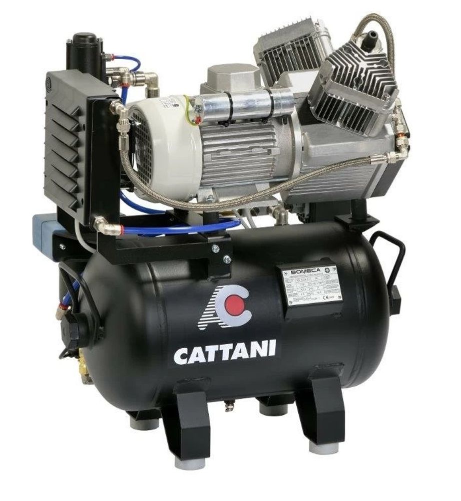 Компрессор Cattani на 2 установки 2 цилиндра, без осушителя (без кожуха), ресивер 30 л