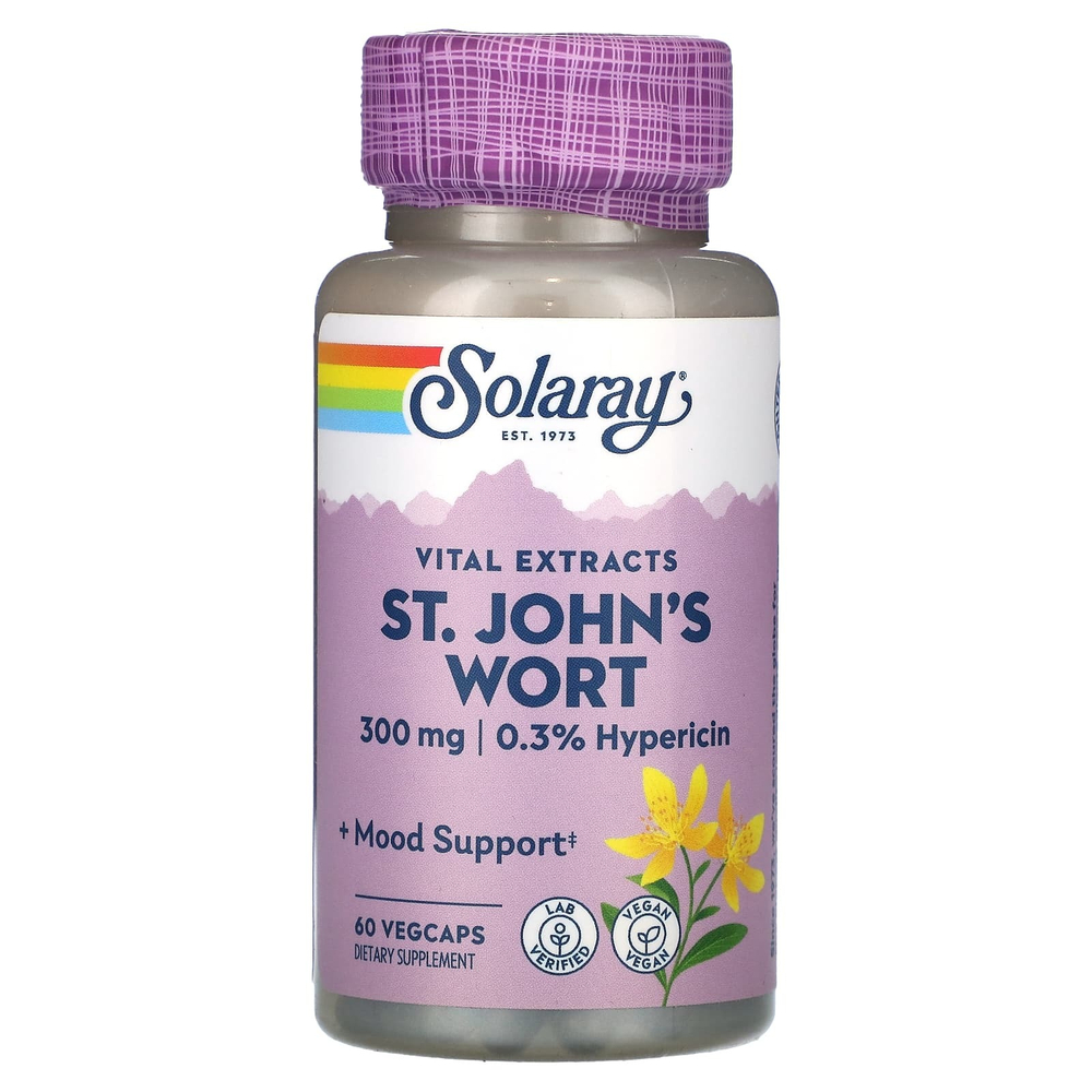 Solaray, Vital Extracts, зверобой, 60 вегетарианских капсул