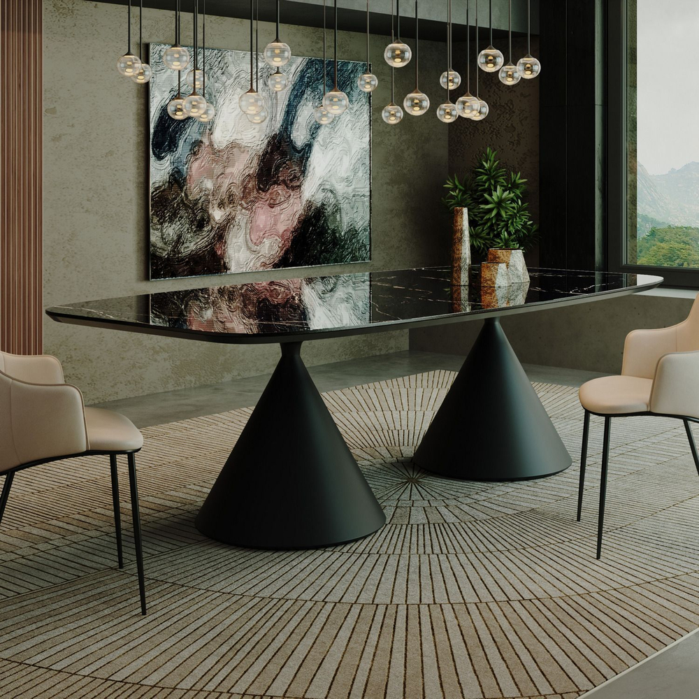 Стол овальный AXIS 200, керамика глянцевая, черная