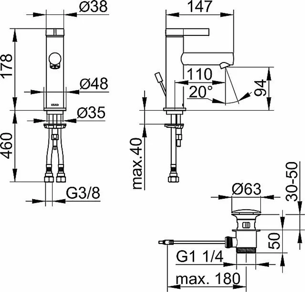 Смеситель для раковины KEUCO IXMO PURE 59502011000 хром